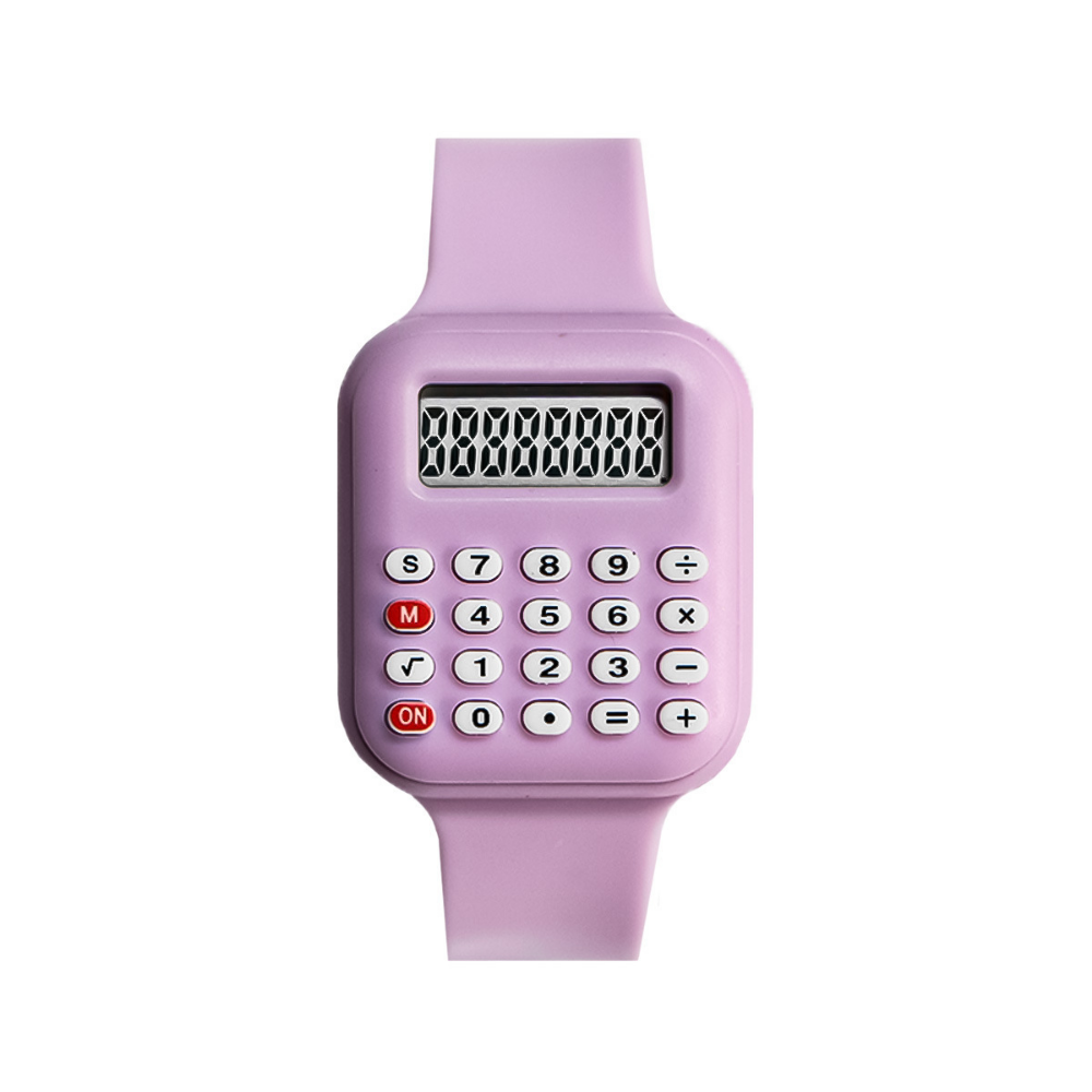 CalcuTime student calculator watch purple silicone strap