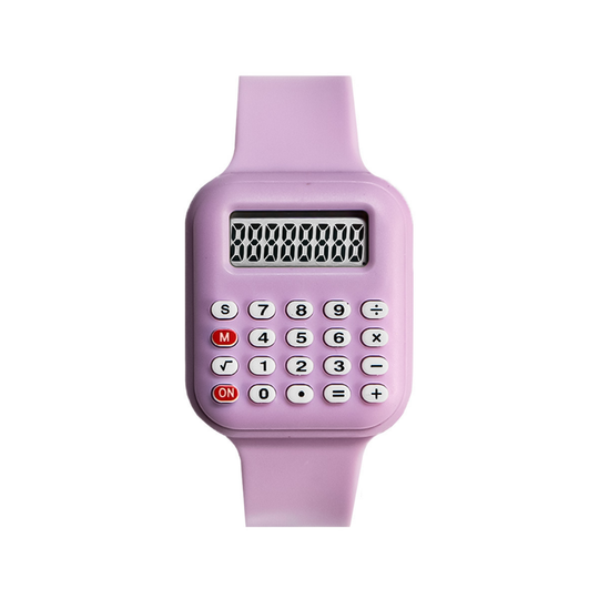 CalcuTime student calculator watch purple silicone strap