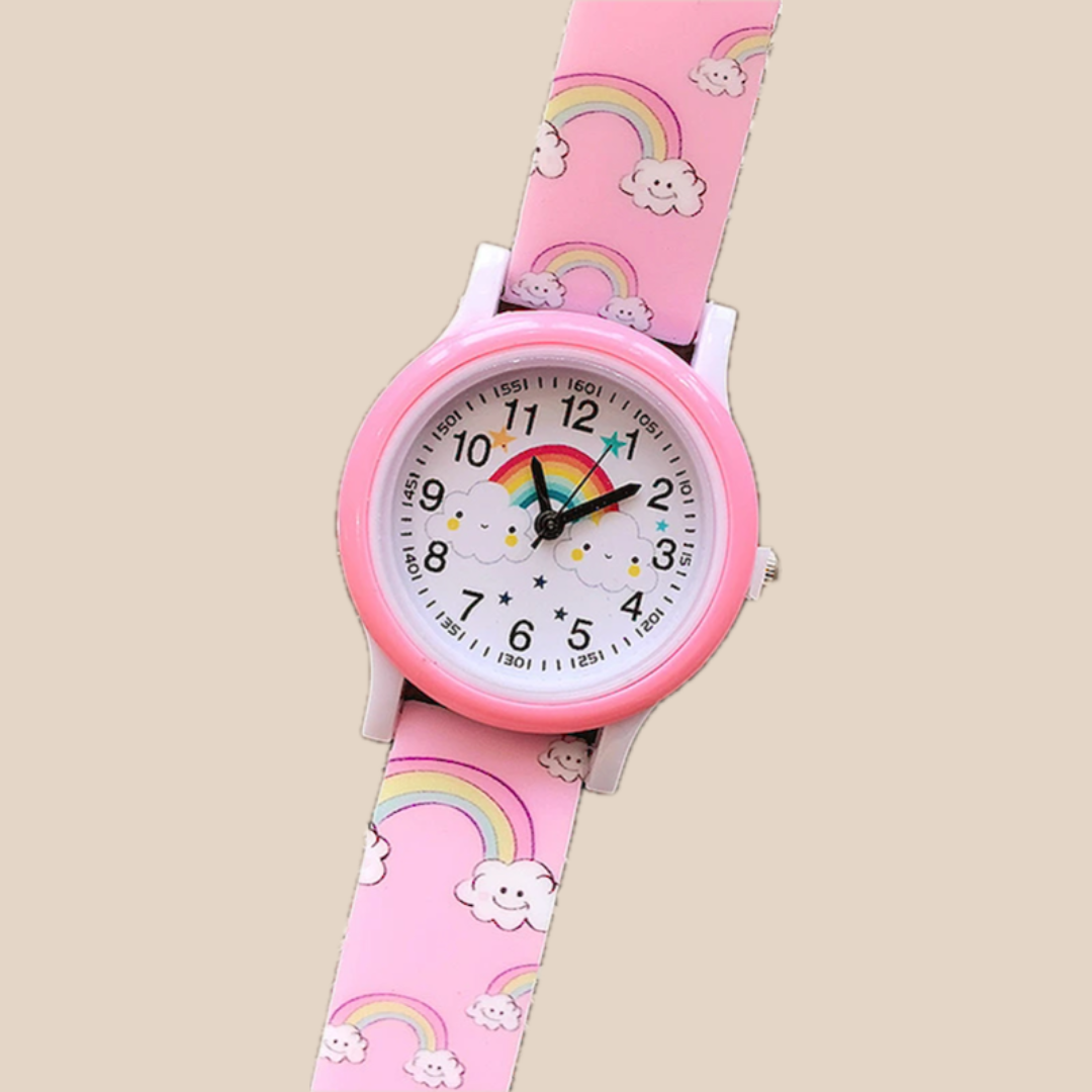 Rainbow kids watch with soft adjustable strap for little wrists