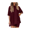 BreezeDuo women's two-piece summer set wine red tee and shorts