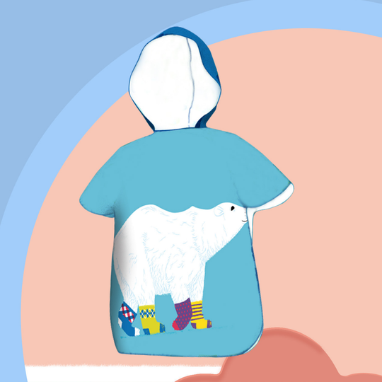 CozyFin kids beach poncho colorful bear