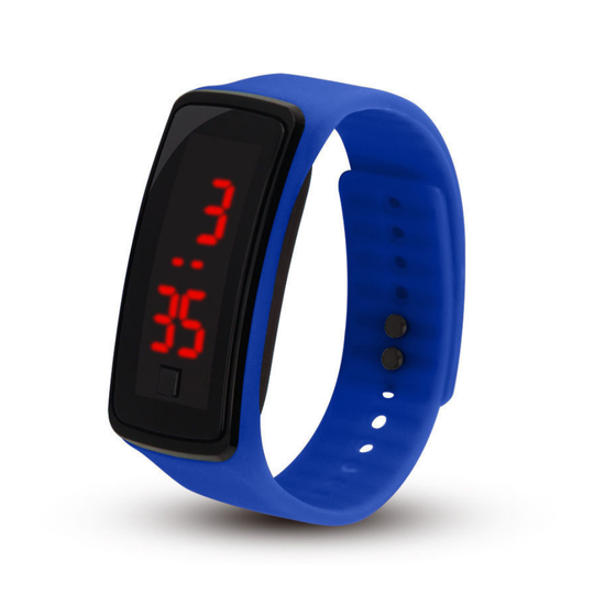 FlexBeam blue LED sports watch with bright red display