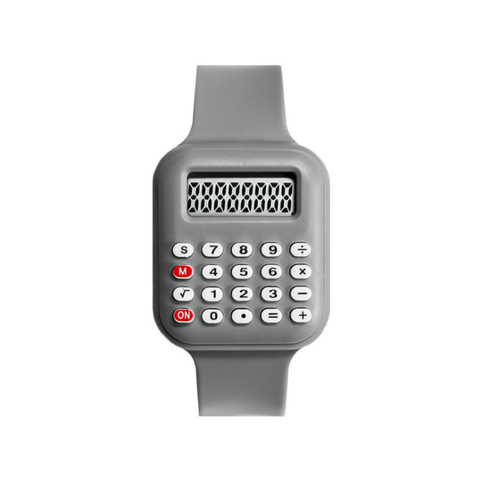 CalcuTime student calculator watch grey silicone strap
