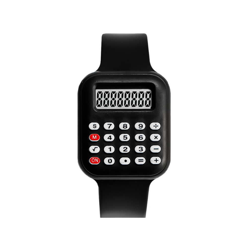 CalcuTime student calculator watch black silicone strap