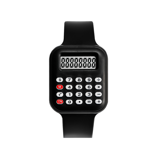 CalcuTime student calculator watch black silicone strap