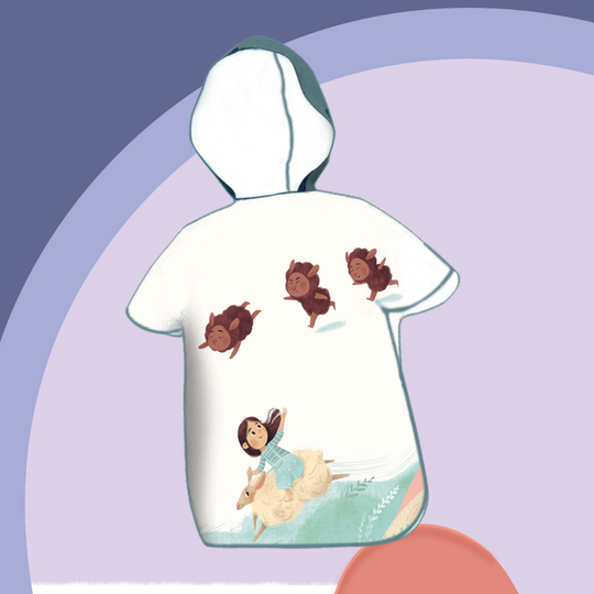 CozyFin kids beach poncho happy girl