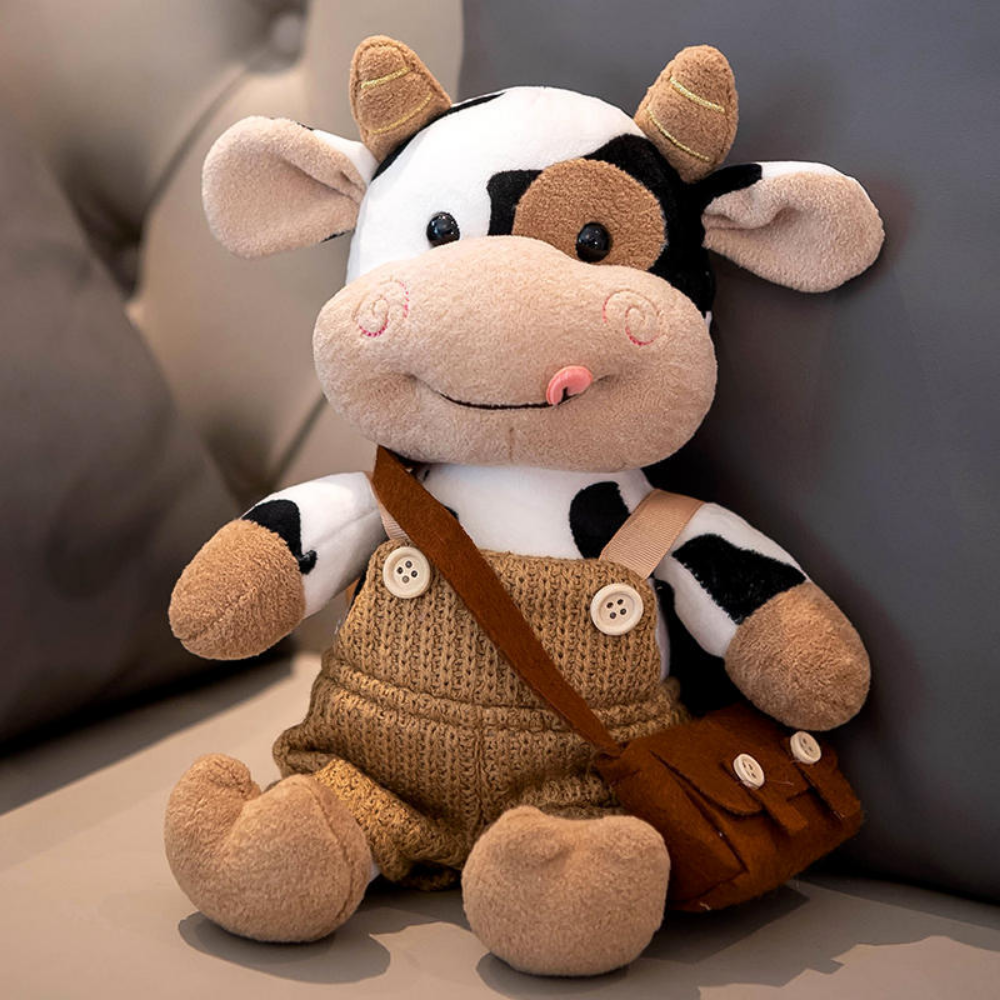 CowCuddle – Cute Cow Plush with Sweater & Mini Bag