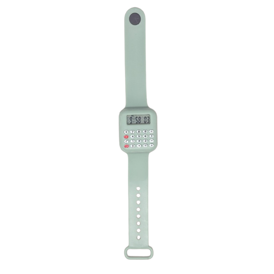 CalcuTime student calculator watch green silicone strap