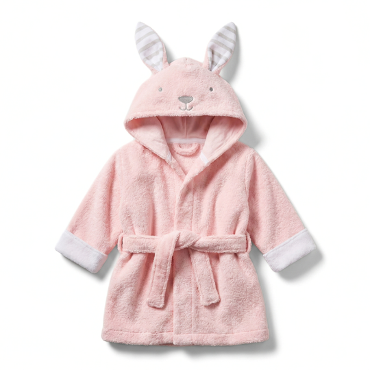 SnugglePeak hooded baby bathrobe pink rabbit