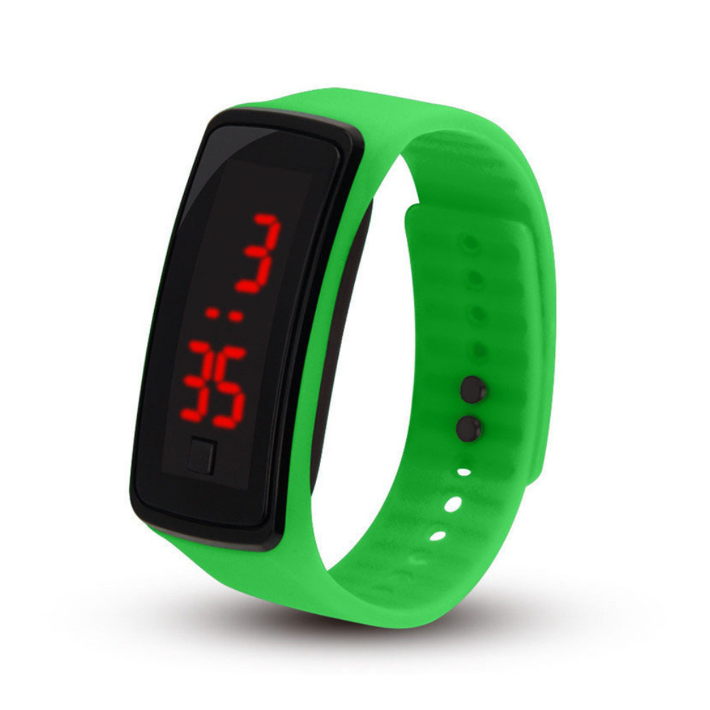FlexBeam green LED sports watch with curved bright display
