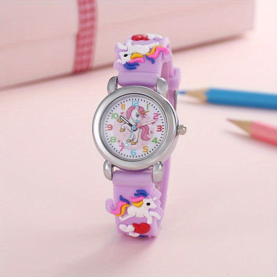 StarMane purple unicorn kids watch with soft PVC strap