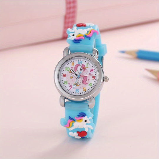 StarMane light blue unicorn kids watch easy to read dial