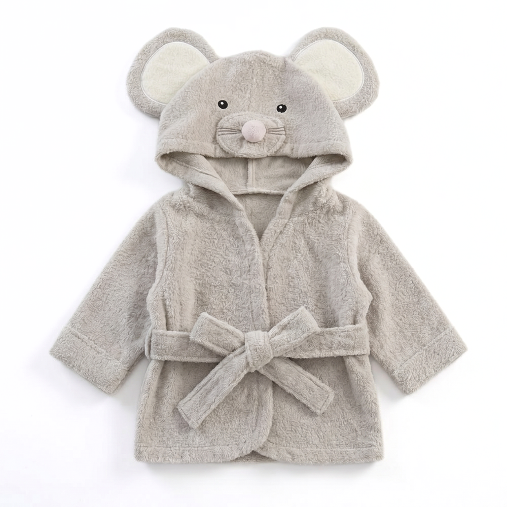 SnugglePeak hooded baby bathrobe mouse