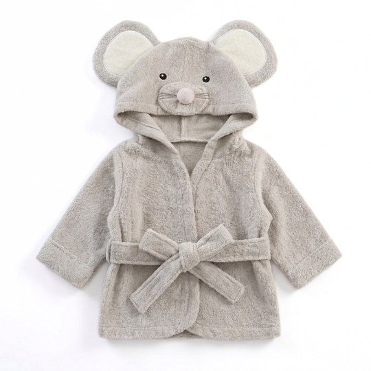 SnugglePeak hooded baby bathrobe mouse