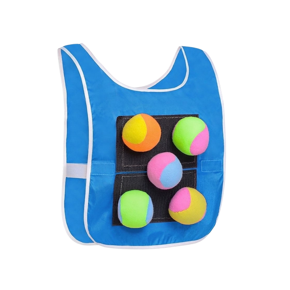 StickStrike sticky ball vest game blue five balls