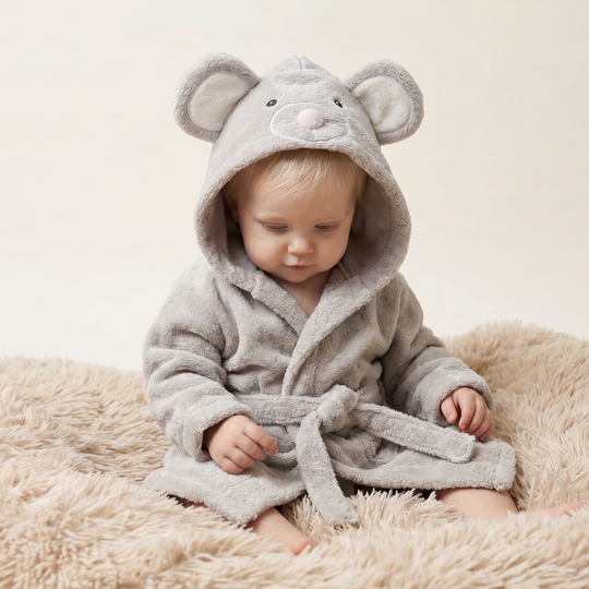 Roomy hooded bathrobe with soft easy closure