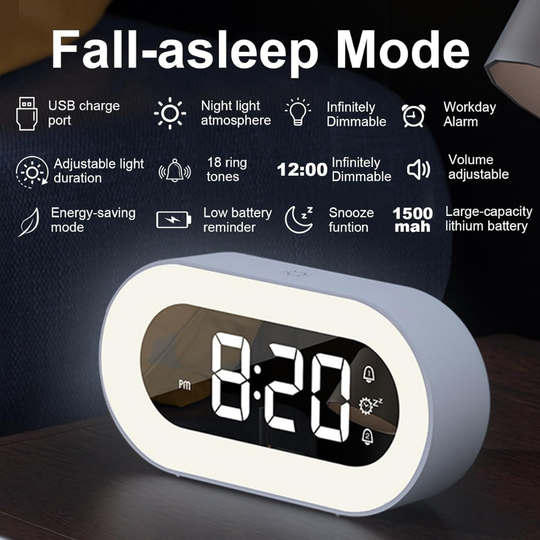 GlowWake – Digital LED Alarm Clock with Night Light
