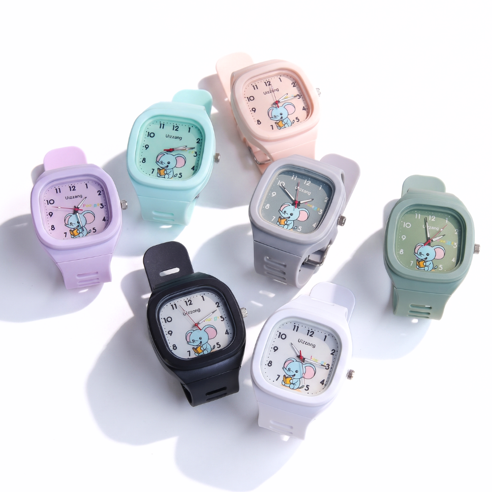 TuskTime elephant kids watch with cute cartoon design and clear numerals