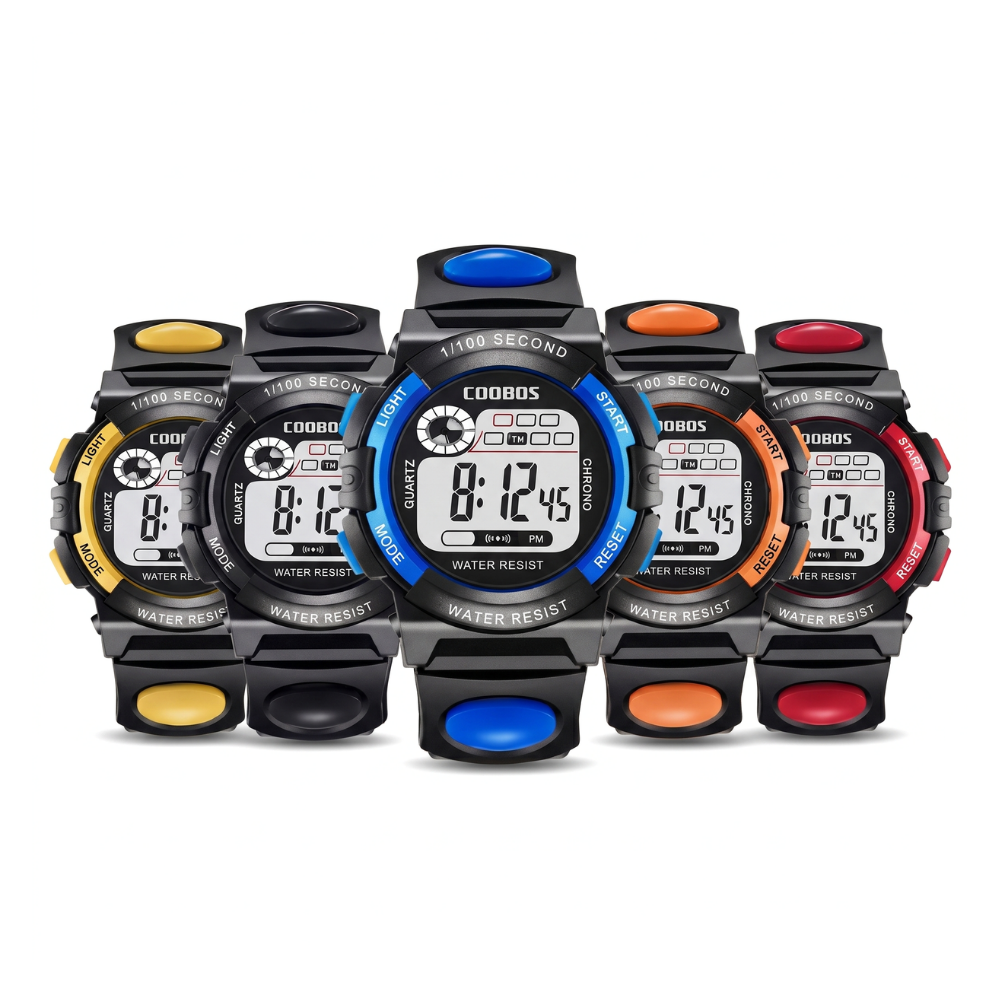 RuggedTick digital sports watch with tactical shock-resistant case