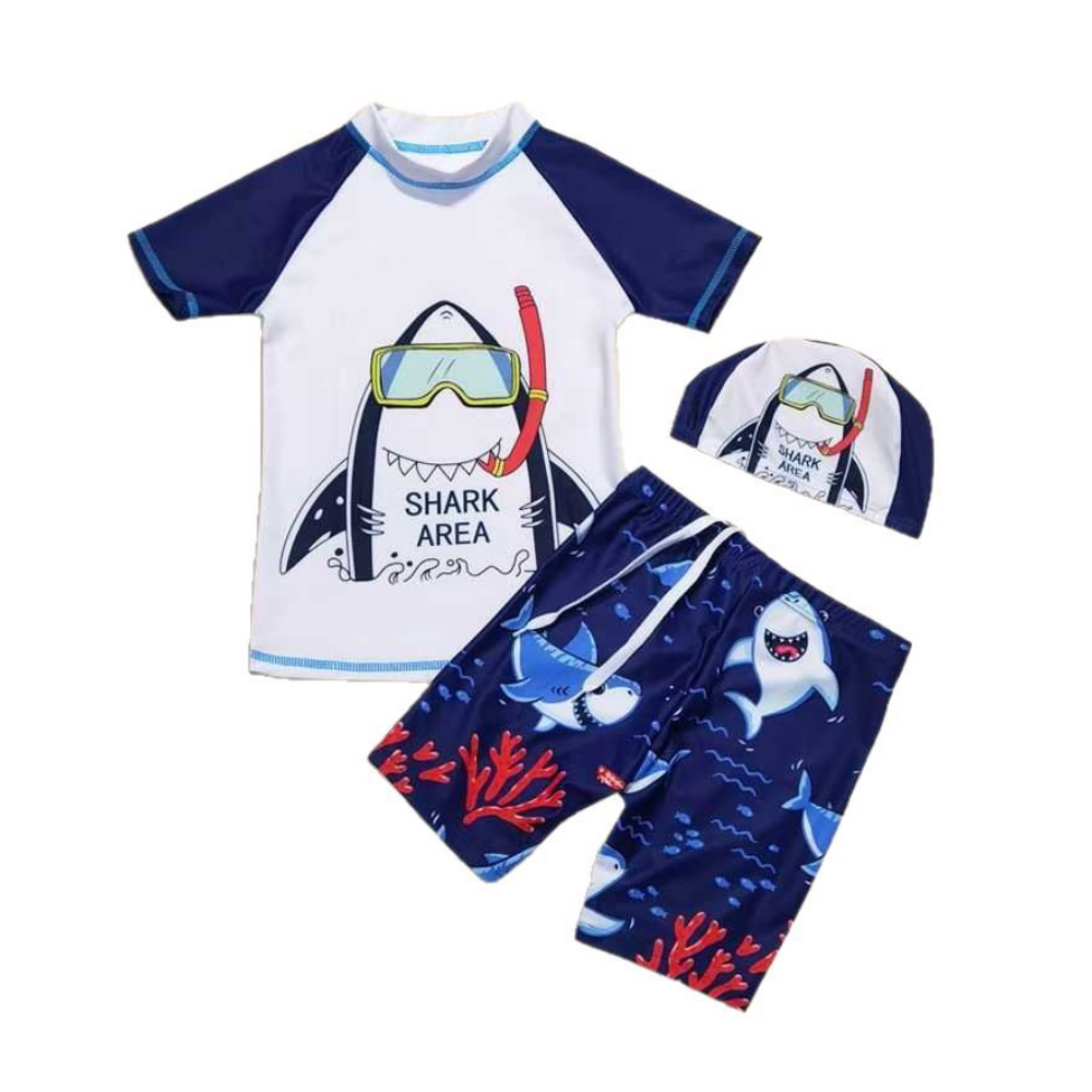 SurfPup boys swim set shirt shorts cap three pieces