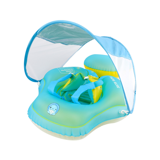 SunDrift baby swim ring with sun canopy green