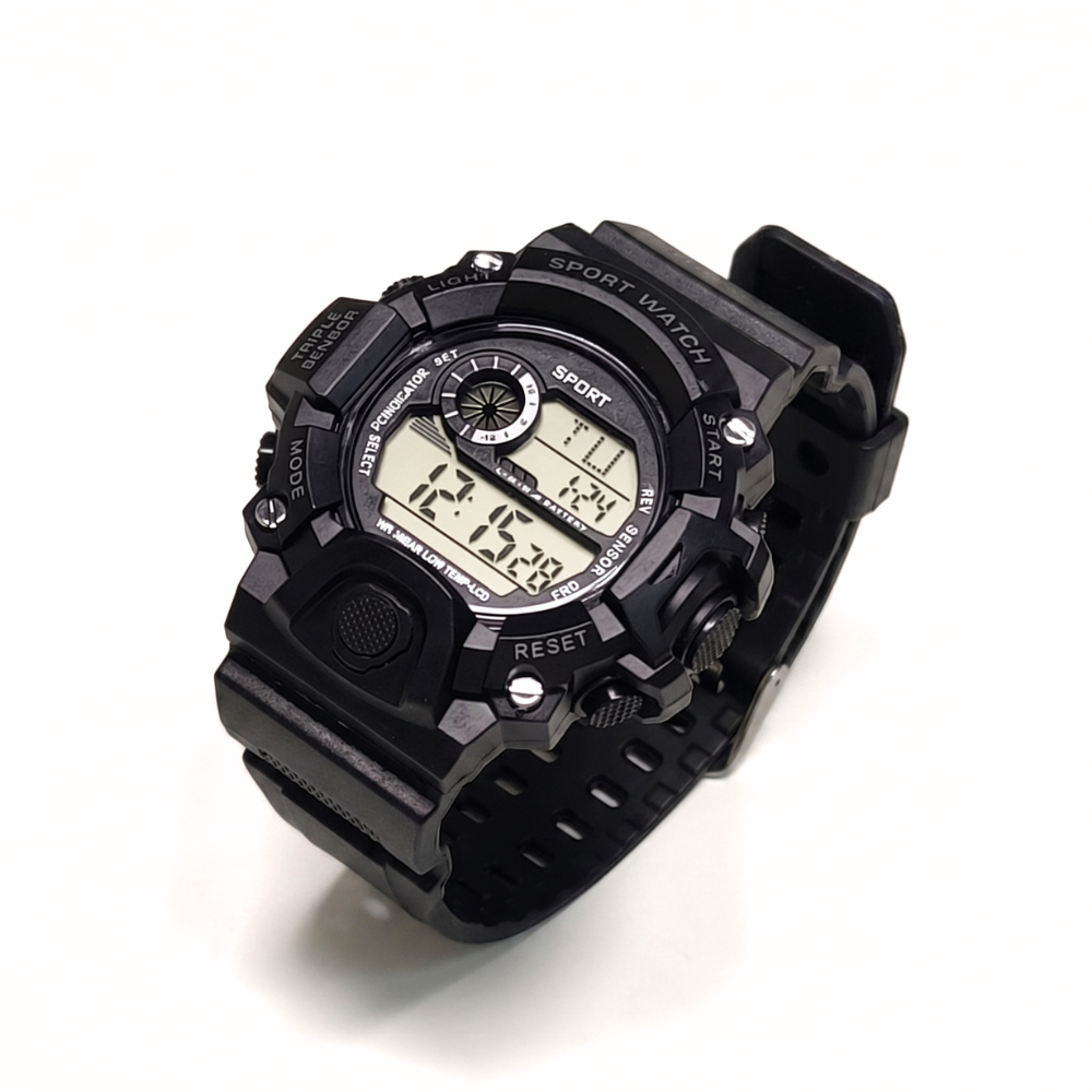 StealthTick digital sports watch with LED backlight black