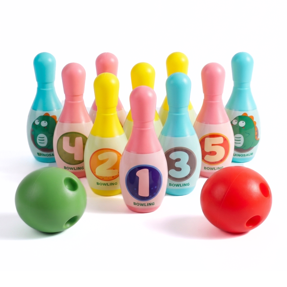 DinoBowl kids dino bowling set with pins and ball