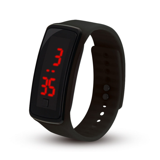 FlexBeam black LED sports watch ultra-slim with silicone strap