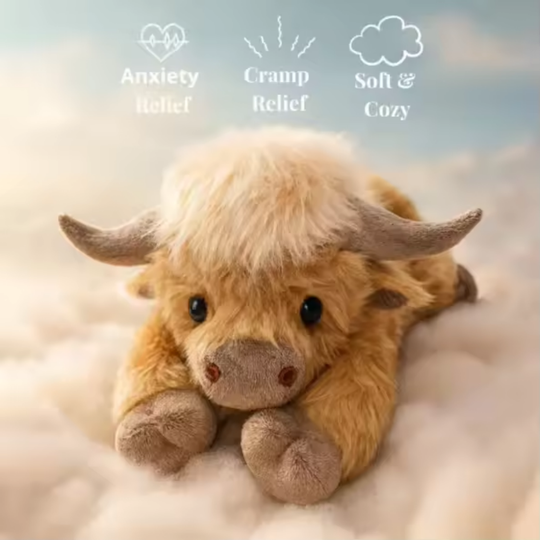 CalmCuddle – Highland Cow Weighted Plush with Heating Pad