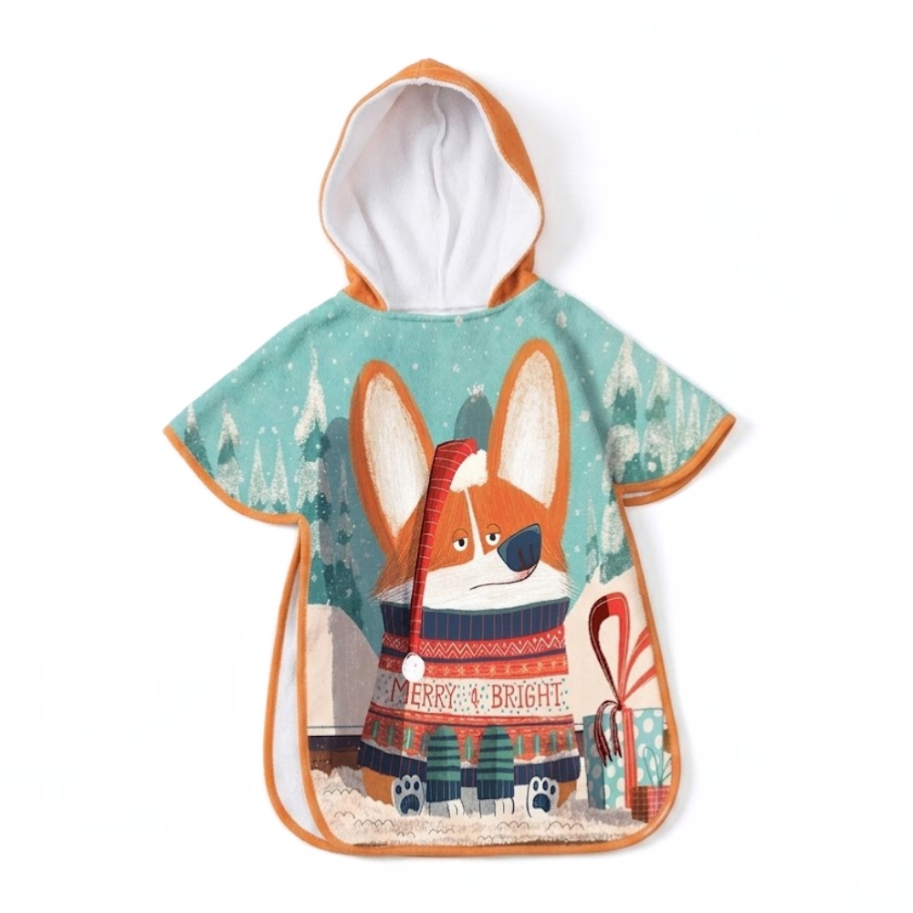 CozyFin kids microfiber beach poncho hooded quick-drying