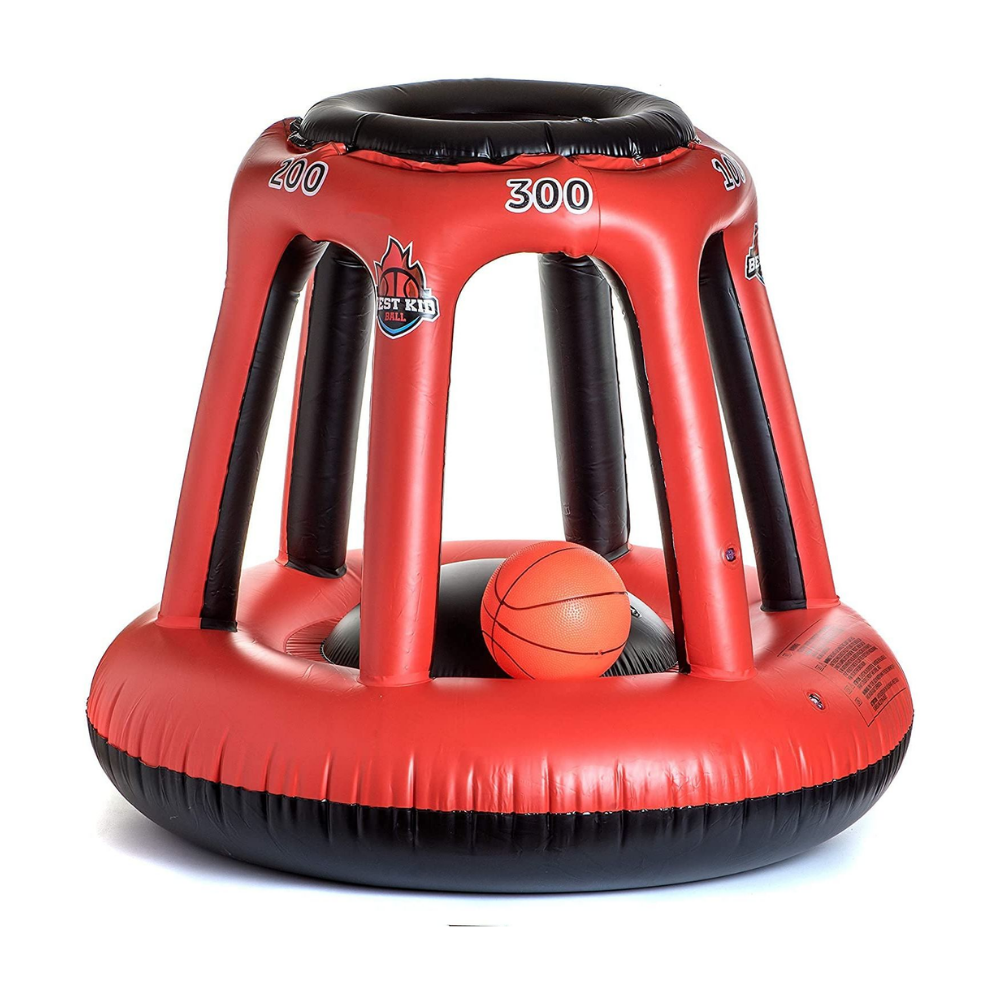 PoolDunk inflatable pool basketball hoop red