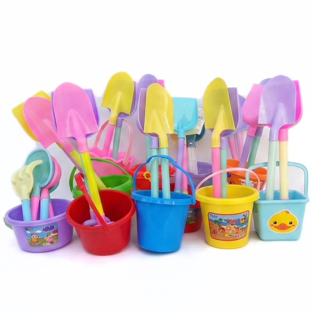 SandJoy beach sand toy set bucket rake spade