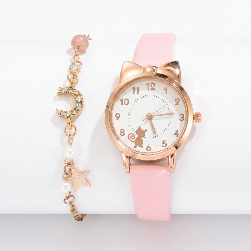 MeowStar cat-ear kids watch and star bracelet set