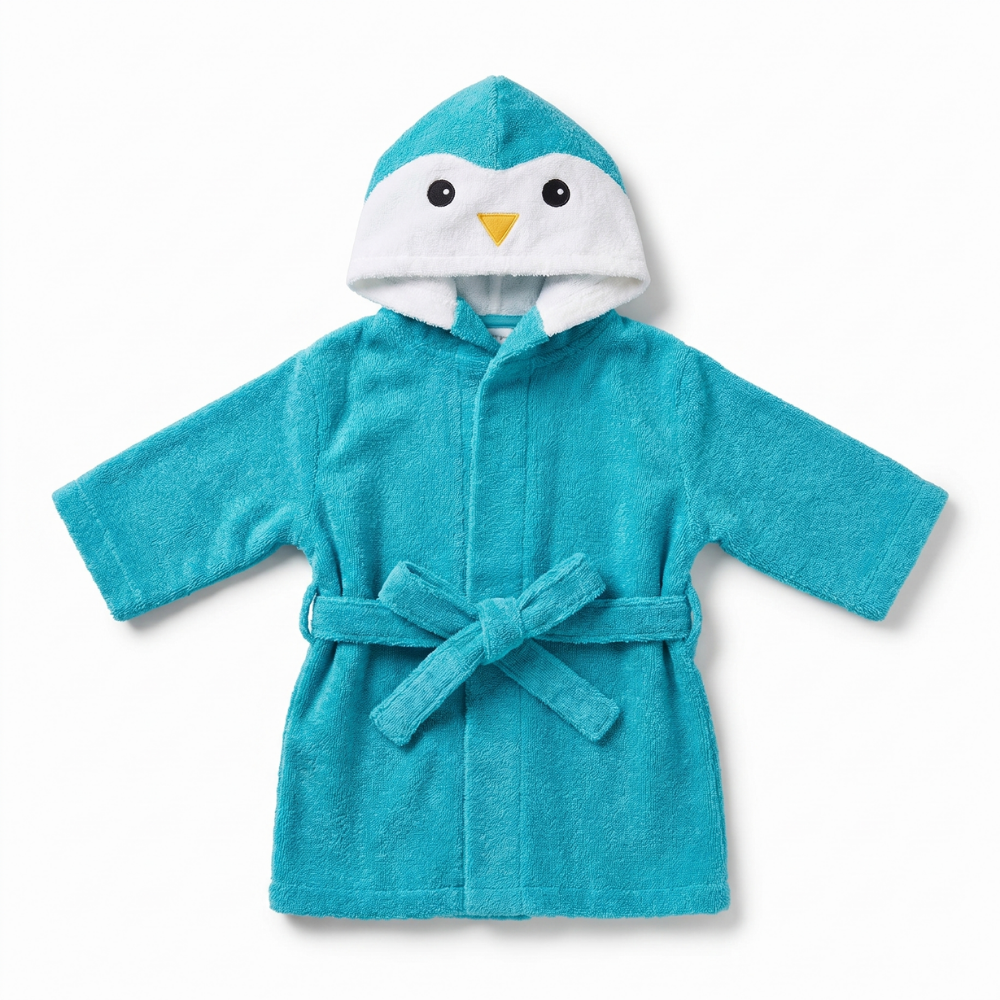 SnugglePeak hooded baby bathrobe penguin