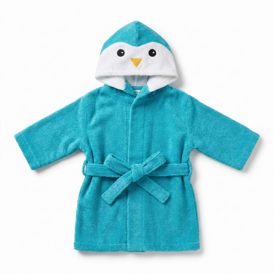 SnugglePeak hooded baby bathrobe penguin