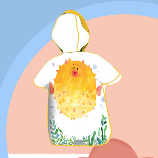 CozyFin kids beach poncho angry fish