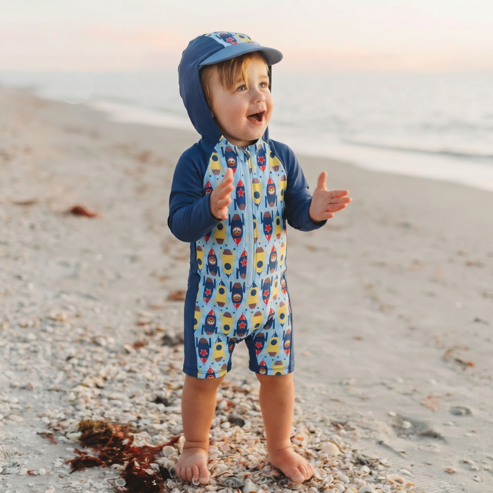 Long-sleeve baby swimsuit with UV sun protection