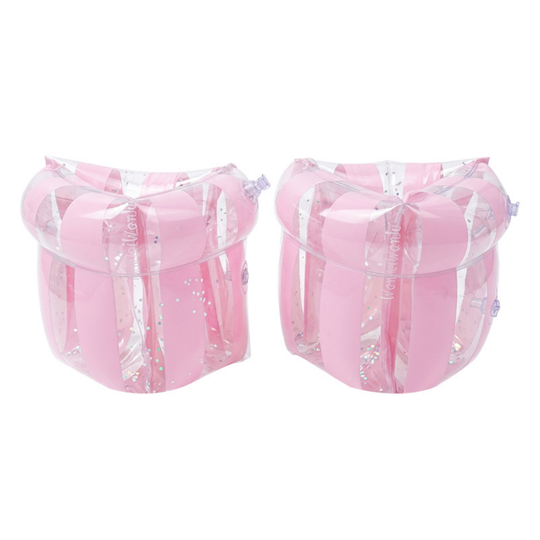 FloatNest swim armbands sequin pink stripes