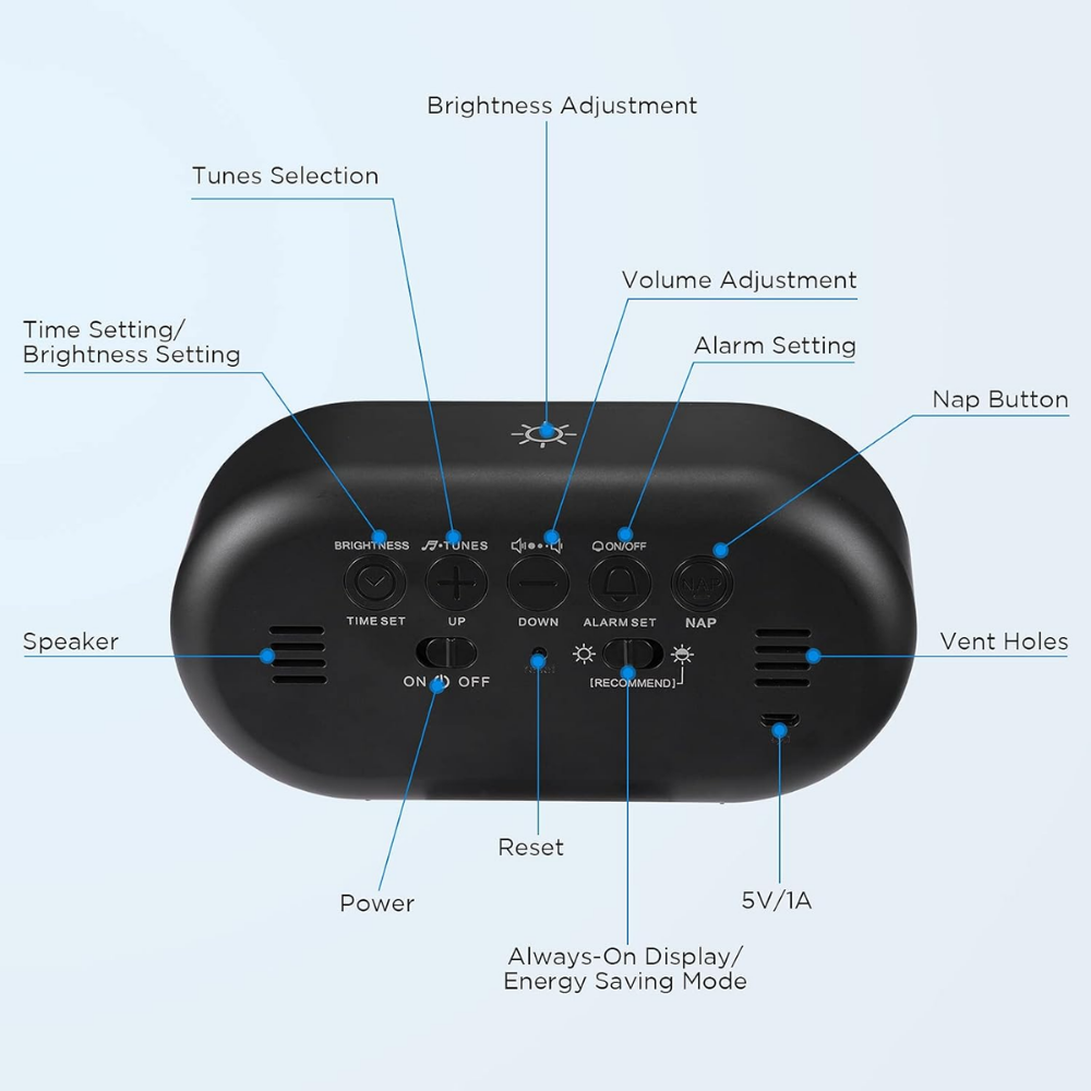 GlowWake – Digital LED Alarm Clock with Night Light