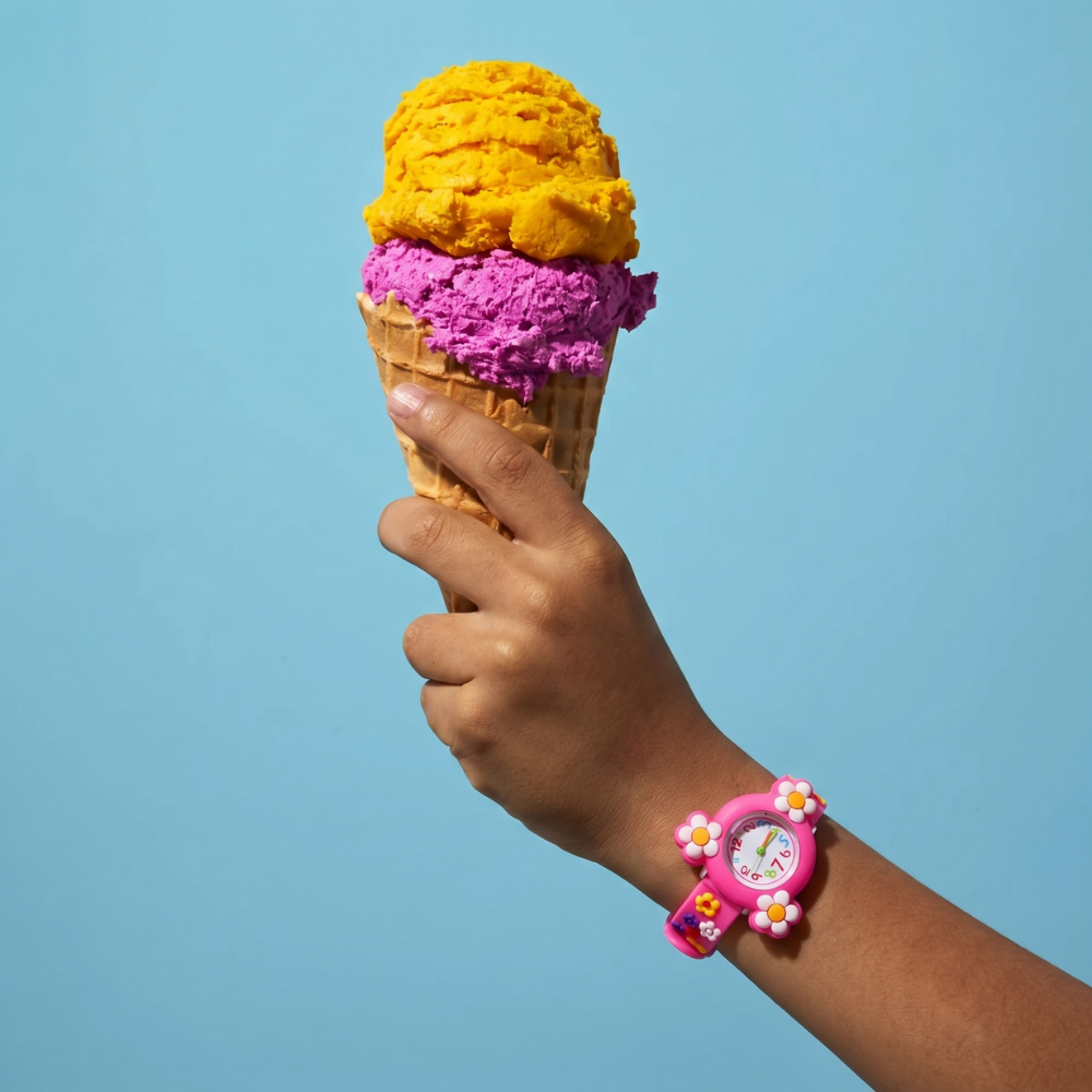Kids spinner watch with cheerful colorful flower design