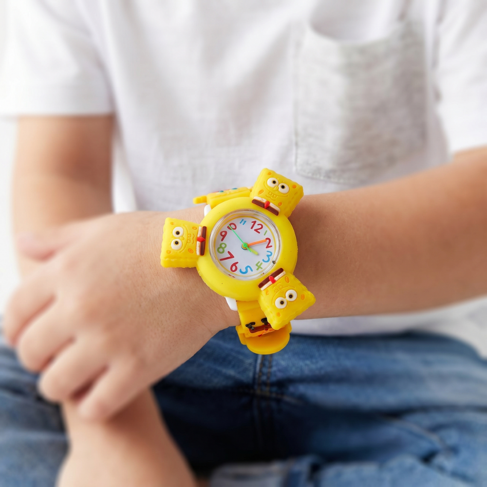 Cartoon kids watch with fun spinning rotating case