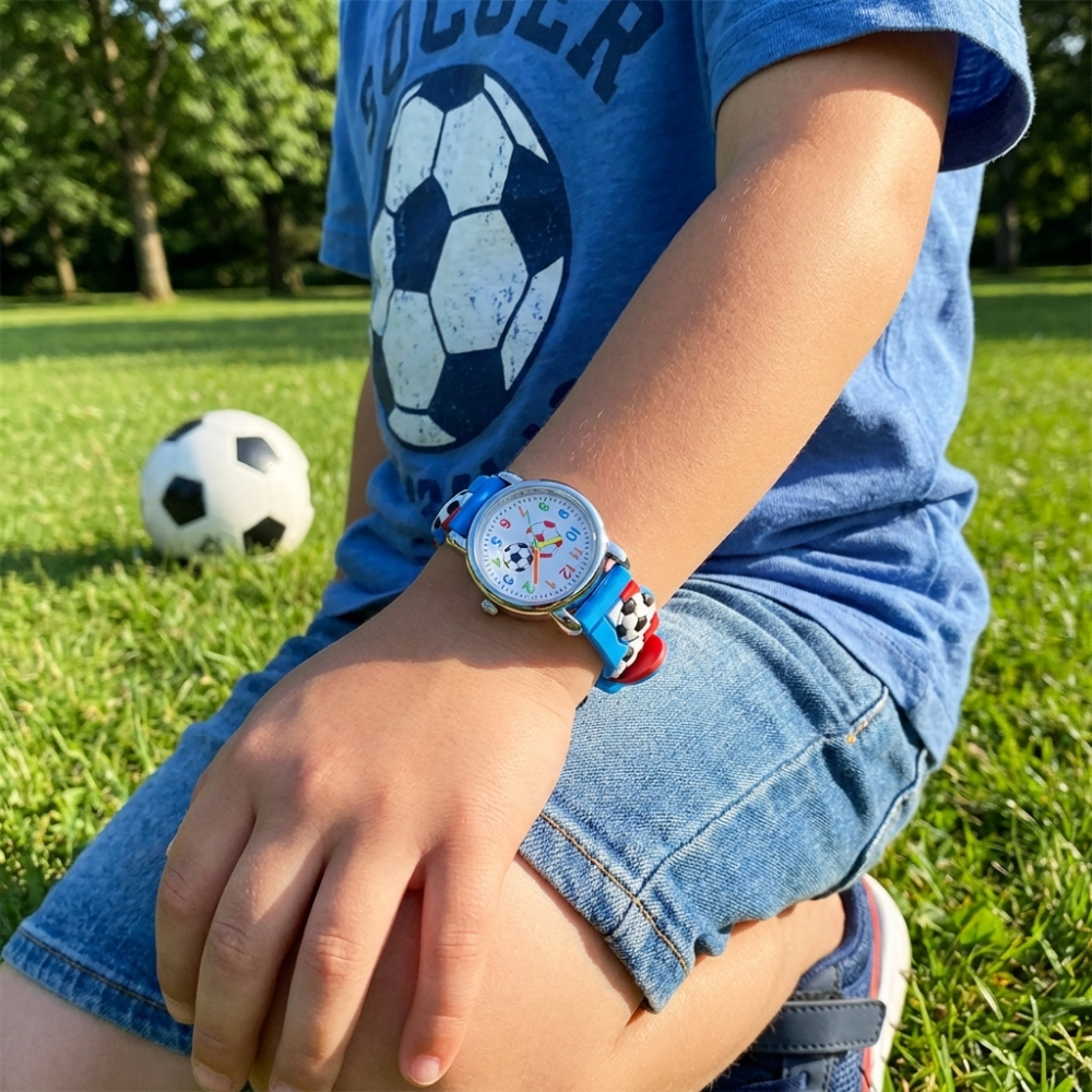 Kids sport watch with eye-catching football pattern