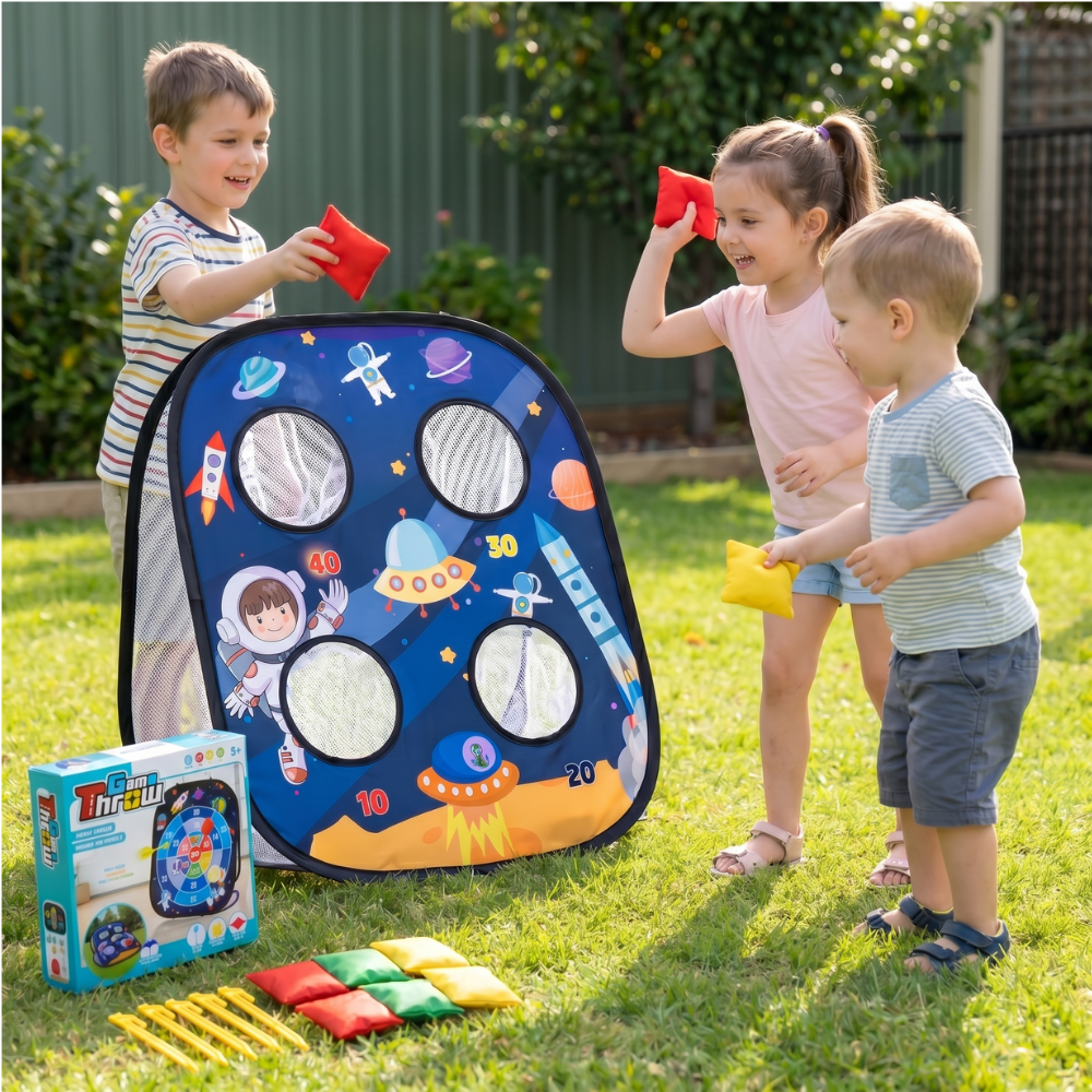 Foldable throwing game with multiple scoring targets