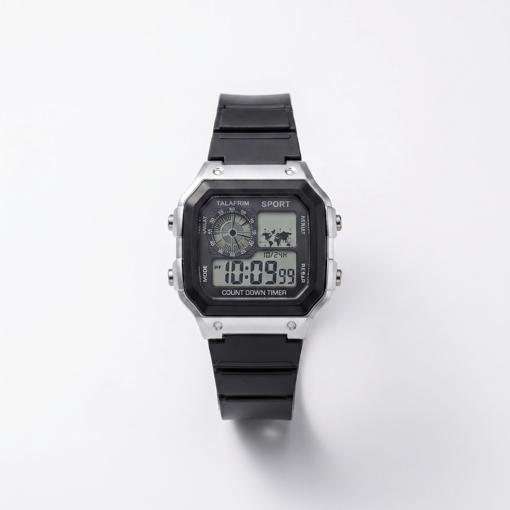 RetroSquare digital sport watch grey