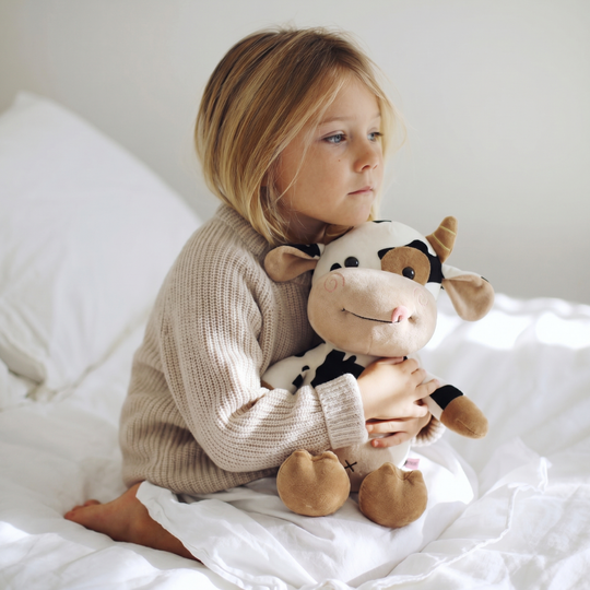 CowCuddle – Cute Cow Plush with Sweater & Mini Bag