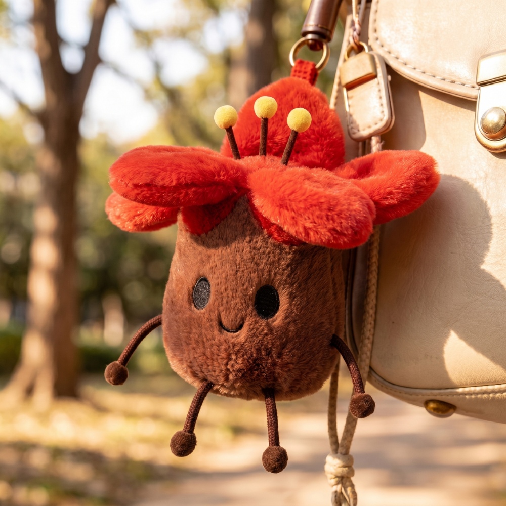 KapokCuddle – Red Flower Plush Keychain