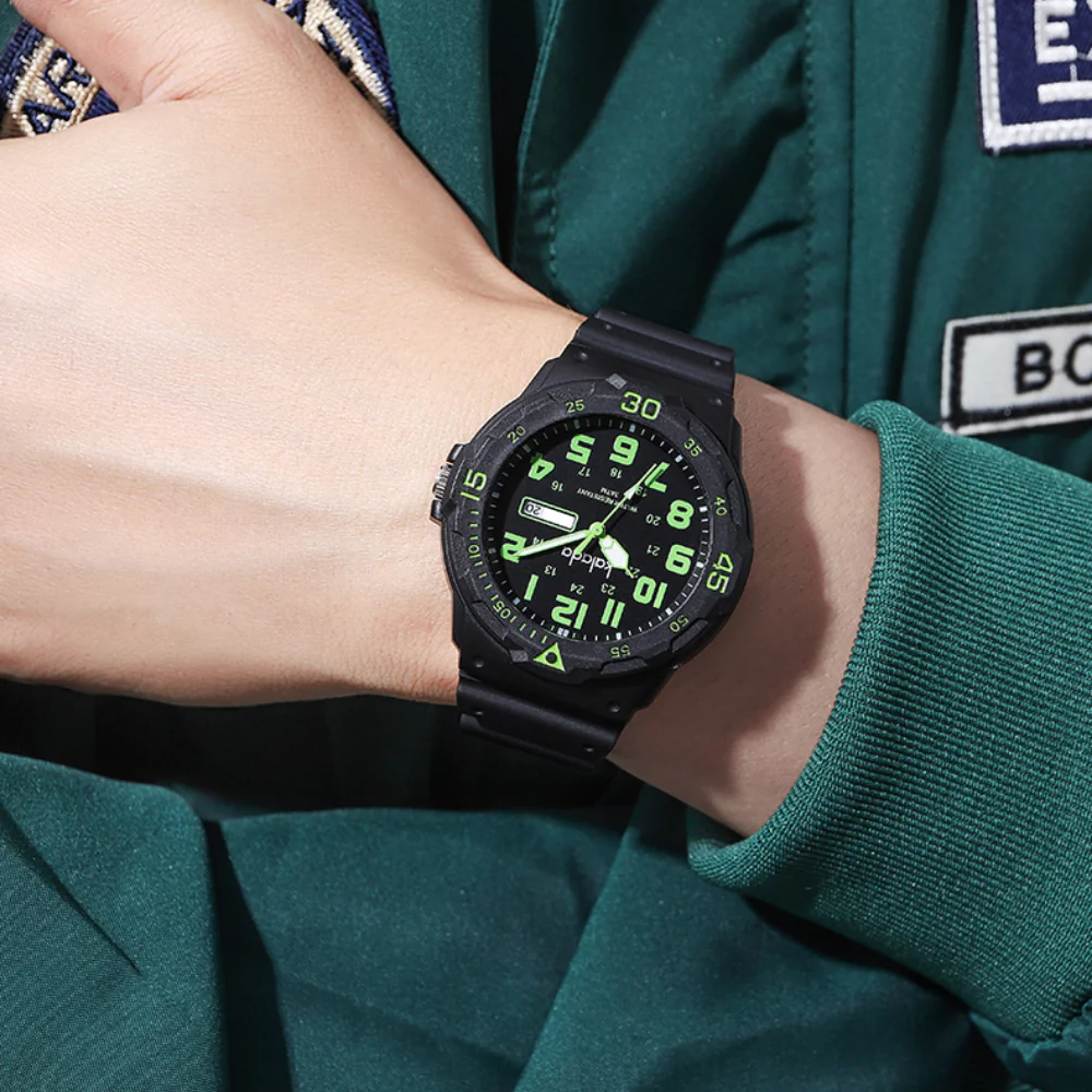 Boys sport watch with bold gear-style bezel design