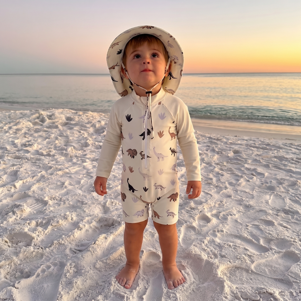 Long-sleeve baby swimsuit with UV sun protection