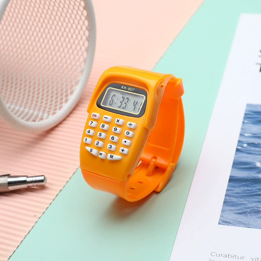 Kids calculator watch with built-in calculator for sums