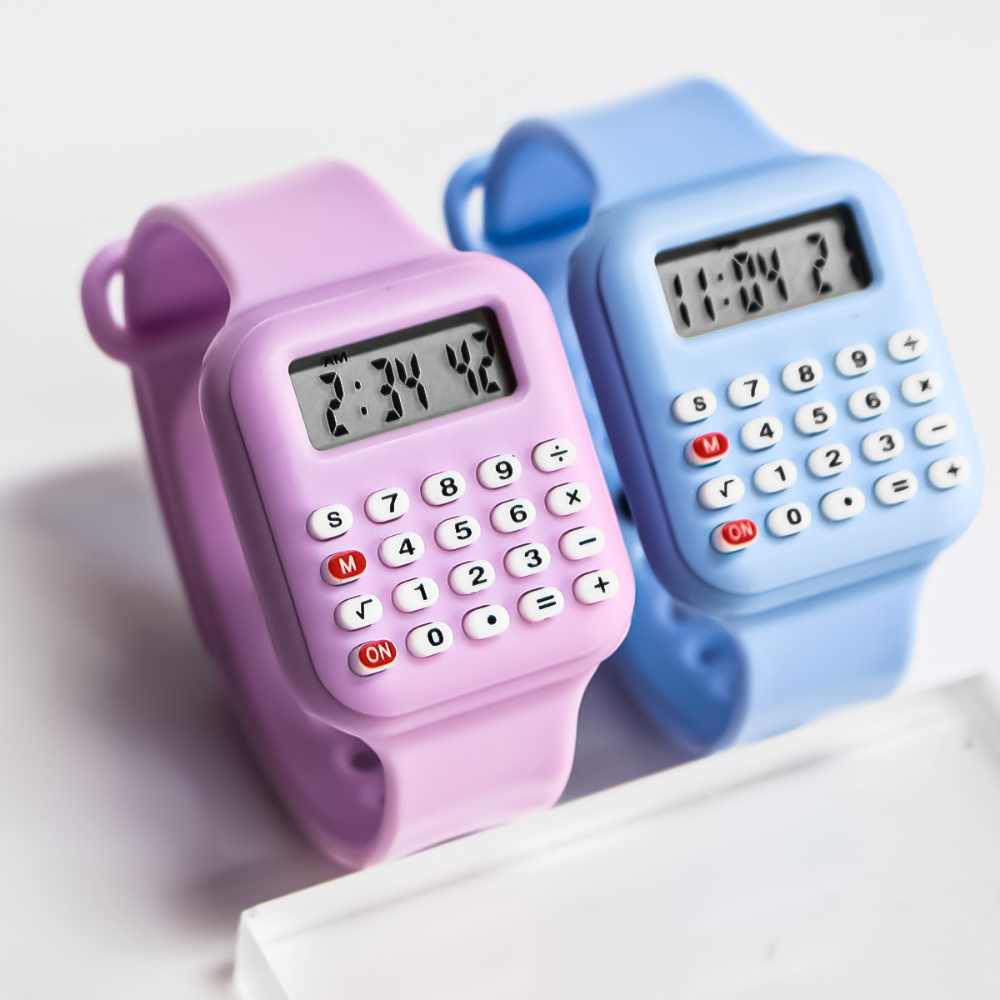Student watch with built-in calculator for quick sums